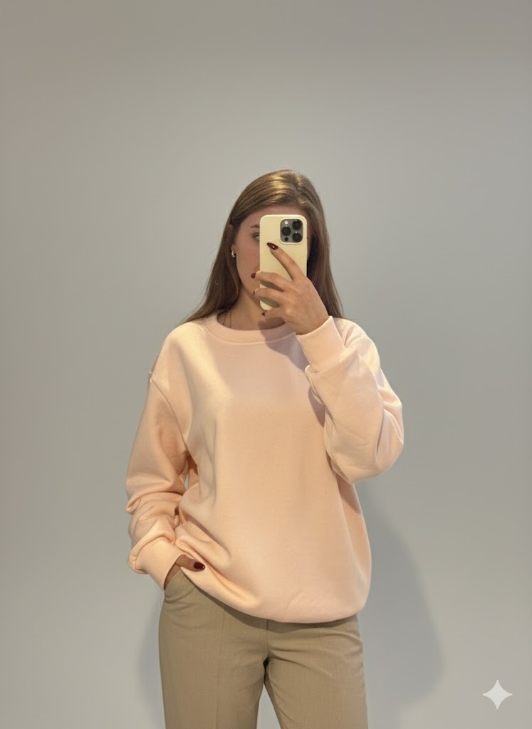 sıfır yaka pudra sweat